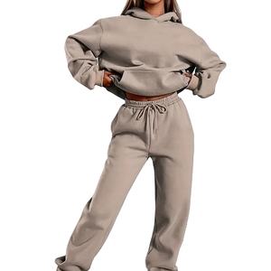 Ensemble de survêtements pour femmes 100% coton personnalisé hiver ensemble de sweat-shirt et de jogging surdimensionnés en molleton de coton ensemble de survêtements pour femmes 2 pièces - Product Image 1