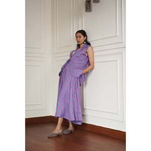 Falda de Sarga Lavender Love, Cómoda y Transpirable, de Algodón, Estilo Deportivo, Corte Recto, Cintura Natural, Decoración con Estampado Tejido - Product Image 1