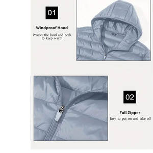 Veste matelassée à capuche pour homme, coupe ajustée, respirante, légère, élégante, en toile avec col montant, dernier design en promotion - Product Image 4