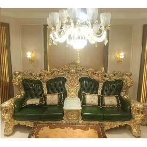 Juego de Sofás Chesterfield de Madera de Teca de Estilo Moderno de Mediados de Siglo, con Tapicería de Cuero Genuino, Duradero para Uso en Villas u Hoteles - Product Image 3