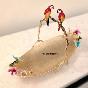 Plateau décoratif rectangulaire en aluminium de style traditionnel, texture martelée, plaqué or, à prix abordable - Product Image 6