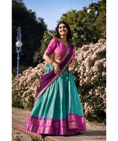Gaun Lehenga Choli Navratri Hitam untuk Wanita Gaya Lavisa Hiasan Mutiara Katun Festival Ready Stock Desainer Terbaru Multi Warna