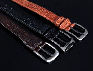 เข็มขัดหนังจระเข้ลายนูนแนววินเทจสำหรับผู้ชายเสื้อผ้าผู้หญิงเข็มขัดหนังจระเข้หนังวัวทำจากเหล็กกล้าผสมสำหรับกางเกงยีนส์ - Product Image 3