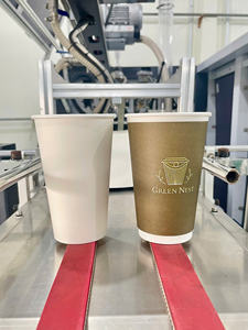 Vaso de Papel Desechable Ecológico GREEN NEST de Pared Simple de PE para Café, Té y Bebidas Frías con Impresión de Logotipo Personalizado en el Diámetro - Product Image 3