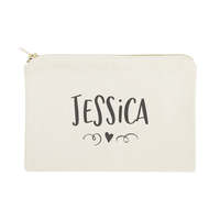 Bolsa de Maquillaje Personalizada con Forma de Corazón, Bolsa Organizadora de Cosméticos de Lona de Algodón, Bolsa de Viaje con Cierre Dorado, Ecológica, Venta al Por Mayor, Logotipo OEM
