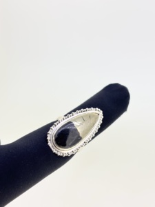 Joyería Fina al por Mayor, Plata de Ley 925 Maciza, Pirita Natural, Gema Cabujón con Corte de Pera, Incrustación en Bisel, Estilo Minimalista para Boda - Product Image 4