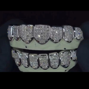 925 dientes de plata Grillz Iced out Moissanite Princess Cut Diamond Grillz dientes joyería fina hombres Hip Hop personalizado Grillz para hombres - Product Image 3