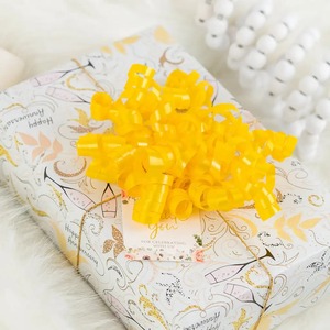 Yellow Polyester Butterfly Bow Solid Color Double Face Woven Digital Printing Decorative Gift <b>Ribbon</b> for Packaging Decoration - Product Image 6