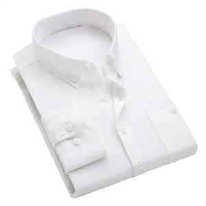 Men's Business <b>Slim</b> Shirt Turn down Collar with Corduroy Buttons 100% Cotton Plus Size Yarn Dyed - Product Image 2