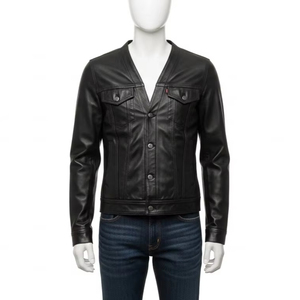 เสื้อแจ็คเก็ตยีนส์คอวีหนังกันน้ำ ผสมผ้าฝ้าย PU ทนทาน กันลม เหมาะสำหรับใส่ทำงานกลางแจ้ง ลำลอง แฟชั่น สไตล์ทันสมัย - Product Image 1