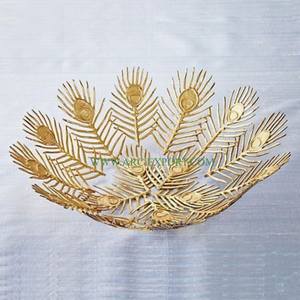 3 Tazón de comida de vidrio transparente Base y bandeja chapadas en oro de metal Calidad superior Hecho a mano Nuevo estilo Decoración de Mesa Grande Tazón de comida - Product Image 3