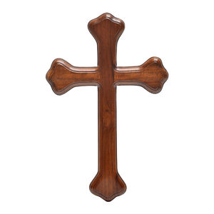 Croix murale en bois massif artisanale symbole religieux chrétien décoratif pour la maison et le décor de l'église cadeau d'art mural en bois sculpté - Product Image 1
