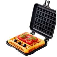 Moule à gaufres belges en alliage d'aluminium durable antiadhésif de qualité supérieure pour usage domestique, à grille simple ou double en forme de fleur