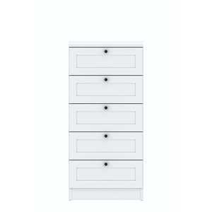 Juego de Dormitorio Infantil Terra 5 de Diseño Moderno en Madera con 5 Cajones y Paneles de Melamina en Blanco - Product Image 1