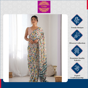 FABZONE Venta en todo el mundo Ropa de boda india Georgette Look de lujo de moda Elegante Premium Saree Mujeres Top Ocasión especial - Product Image 5