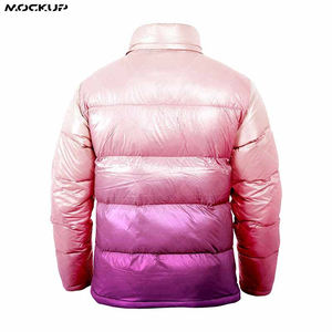 Custom <b>Thin</b> Lightweight Winter <b>Puffer</b> <b>Jacket</b> Hooded Waterproof Windproof Stand Collar High Street Brightly Colored Sublimated - Product Image 6