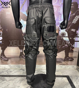 Haute qualité hommes mode coureurs pantalons de survêtement laminé caoutchouc fermeture éclair noir Cargo Techwear Harem Sport décontracté pantalons de course - Product Image 2
