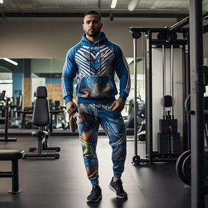 Sublimación personalizada Zip-Up Chándal Hombres Alta calidad Cremallera Sudadera con capucha Pantalones de chándal Traje Entrenamiento Fitness Wear Sublimación Chándales - Product Image 3