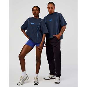 T-shirt ample et tendance Axis Heavyweight Oversized Boxed Tee - Bleu marine Future Palace 240 GSM avec broderie personnalisée - Product Image 1