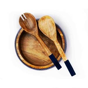 Ensemble de cuillères en bois et résine personnalisées, écologiques, compatibles lave-vaisselle, ustensiles à salade pour la cuisine, fabriquées en Inde - Product Image 5