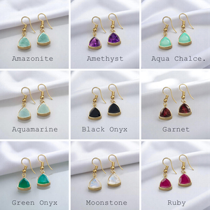 Wholesale Aqua Chalcedony Gemstone Trillion Shape 20 MM <b>Long</b> <b>Earrings</b> for Women Customized <b>Earrings</b> Jewelry - Product Image 2