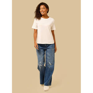 Camiseta Lisa para Mujer, Corte Regular, Informal, Básica, de Manga Corta, Cómoda para Uso Diario, Marca Privada OEM - Product Image 2