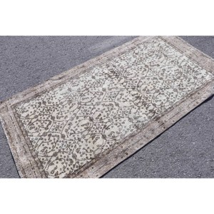 พรมวินเทจตุรกี ขนาด 3.5x6.6 ฟุต (107x201 ซม.) สีน้ำตาลขาวลายพราง - Product Image 2