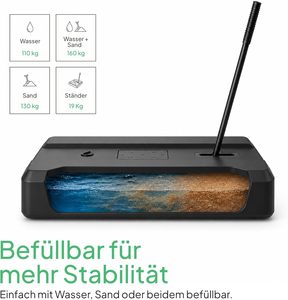 160 kg Fillable <strong>Parasol</strong> <strong>Base</strong> with Wheels Umbrella Stand <strong>Base</strong> Market Patio Outdoor <strong>Heavy</strong> <strong>Duty</strong> Umbrella Holder Mobile - Product Image 4