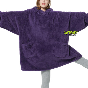 สเวตเตอร์คลุมด้วยผ้าห่มมีฮู้ดสำหรับฤดูหนาวสเวตเตอร์ขนาดใหญ่สวมใส่ได้ - Product Image 4