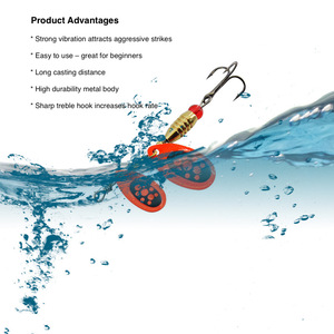 Leurre de pêche Xida Double Blade Inline Spinner 6,4g, leurre cuillère métallique pour truite et bar, avec hameçon triple, matériel de pêche en eau douce - Product Image 3