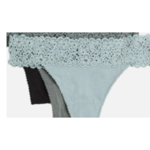 Tanga Romántica de Cintura Media para Mujer con Detalles de Encaje, Teñido Liso, Transpirable, Antibacterial, de Secado Rápido, Spandex/Nylon - Product Image 2