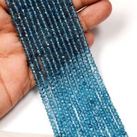 Lot de 5mm de perles rondes naturelles à facettes en topaze bleue de Londres pour la fabrication de bijoux et de bracelets en vrac