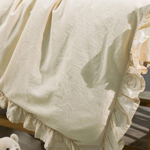 100% coton bébé ensemble de literie garçon fille pépinière berceau Vintage Festival à volants solide Beige ferme Chic tissé à la main - Product Image 5