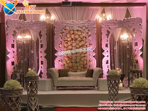 Sri Lankan Wedding Decor Traditional Golden FRP Reception Stage Panels Indian Wedding <b>Backdrop</b> <b>Stand</b> Panel Setup Reception Stage - Product Image 6