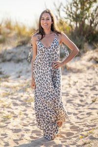 Eco-Friendly Vintage Satin <b>Jumpsuit</b> with V-Neck High Waist Spaghetti Strap for Women-Beach Wear - Product Image 3