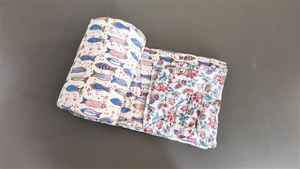 Hand Block Printed <b>Quilted</b> Cotton Razai Reversible Animal Print Winter Blanket Soft Cozy - Product Image 4