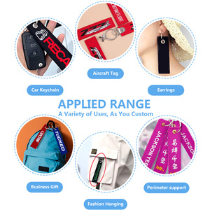 Tùy chỉnh Thời trang máy bay tag vải Keychain với Thêu trống Logo số lượng lớn khuyến mại móc khóa & Carabiners - Product Image 5