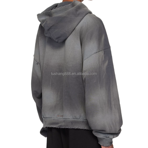 เสื้อครอปแบบมีซิปมีฮู้ดของผู้ชายผ้าคอตตอนผ้าซักแบบวินเทจ - Product Image 2