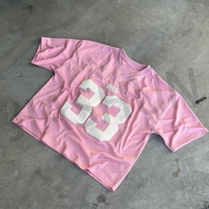 Personalizado de gran tamaño Crop Boxy sublimación Retro Streetwear malla uniforme deporte Boxy camisetas recortadas fútbol americano Jersey - Product Image 1