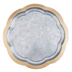 Haute qualité 16.54 pouces Design rectangulaire plateau de service en bois forme ronde vaisselle en métal pour la nourriture à domicile et le dîner - Product Image 6