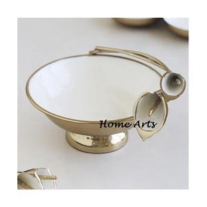 Tazón para Servir de Aluminio de Último Diseño, la Mejor Calidad, Color Blanco y Dorado, Tazón para Servir Frutos Secos de Home Arts - Product Image 2