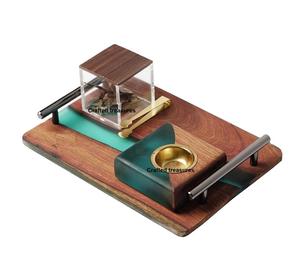 Ensemble de brûleur à bakhoor en bois et résine tendance 2026 avec boîte en acrylique, porte-encens, mubakhar, cadeau pour la maison, le bureau, pour la fragrance - Product Image 1