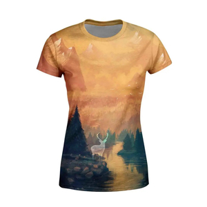 Camiseta estampada personalizada de gran tamaño para mujer, camiseta de sublimación transpirable de secado rápido para mujer, camisetas de sublimación de tamaño de EE. UU. para mujer - Product Image 1