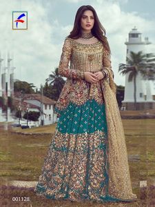 Tốt Nhất Người Bán Truyền Thống Dân tộc Ấn Độ Pakistan Lehenga & Dupatta Set Nặng Net Với Thêu Làm Việc Đầy Đủ Khâu Đảng Mặc - Product Image 2
