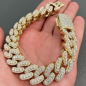 VVS Moissanite 925 plata esterlina estilo Hip Hop pulsera 22MM 8 pulgadas chapado en oro blanco corte princesa colgante colgantes finos - Product Image 1