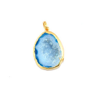 Colgante de Geoda Natural Real con Forma Elegante, Chapado en Oro de 18K, Joyería de Latón de Moda para Mujeres y Niñas, Venta al por Mayor - Product Image 1