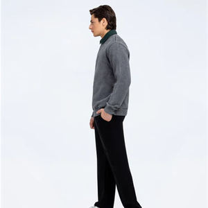 เสื้อสเวตเตอร์คอกลมผ้าฝ้ายของผู้ชายเสื้อครอปแบบมีฮู้ดเสื้อครอปเรียบหรู100% - Product Image 5