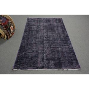 Tapis Turc Vintage Moderne Violet 3.6X6.9 pieds Grand Rectangle Patchwork Tapis de Salon en Laine avec Support en Latex - Product Image 1