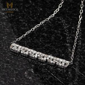 Olid 925 Silver hahain eckecklace aguaguette andmade omen's eewelry Ave iamond eckecklace EW esesign - Product Image 2