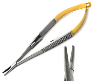 Porte-aiguille TC Castroviejo Porte-aiguille Mâchoires dentelées droites Poignée plate avec serrure/Microchirurgie Porte-aiguille Castroviejo - Product Image 6